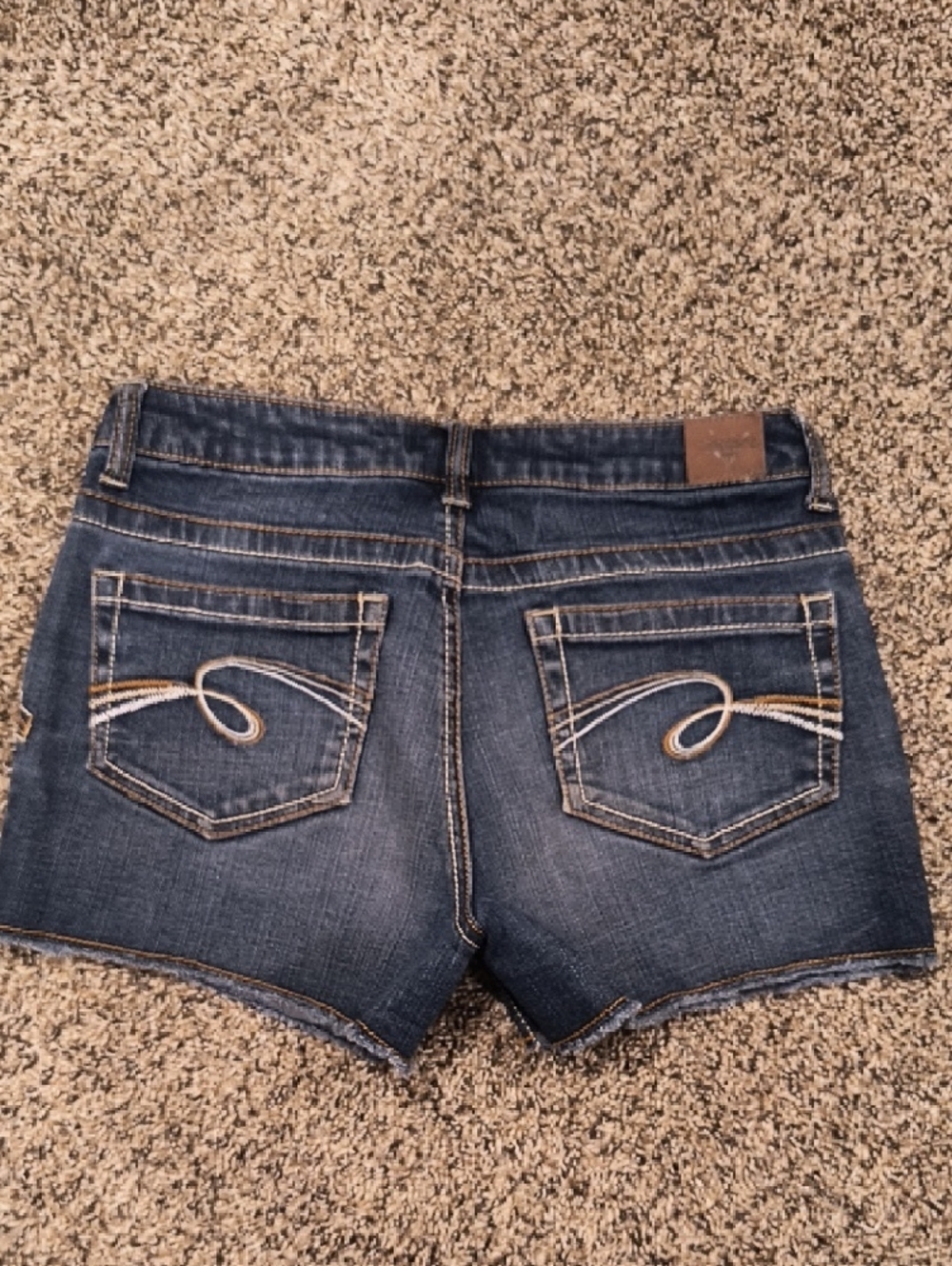 Justice Dark Blue Denim Jean Shorts with Frayed Hem - Picture 2 of 3